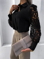 Damen Elegante Bluse mit kunstvollen Spitzenärmeln R&B