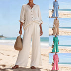 Damen Luftige Leinenbluse und weite Hose R&B