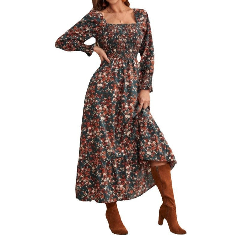 Damen Maxikleid mit Rüschendetails und floralem Design R&B