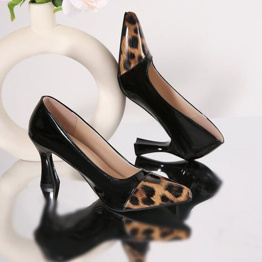 Damen elegante Stiletto-Pumps mit Leopardenmuster R&B