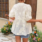 Damen verspieltes Oberteil mit floralen Details R&B