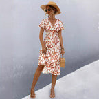 Damen Wickelkleid mit floralem Muster und eleganter Raffung R&B