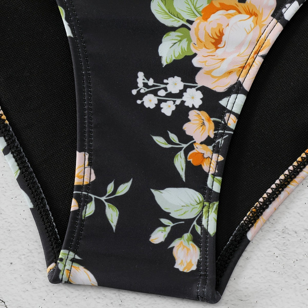 Damen Einteiler Badeanzug mit Rüschendetails und floralem Design R&B
