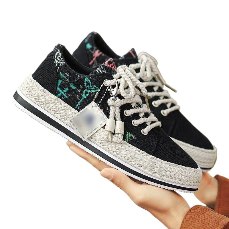 Damen lässige Sneakers mit kunstvollem Muster und stabiler Sohle R&B