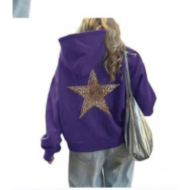 Damen Kapuzenpullover mit glitzerndem Sternmotiv R&B