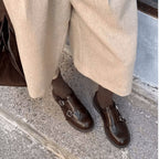 Damen Elegante Mokassins mit modischen Schnallen und feinem Leder R&B