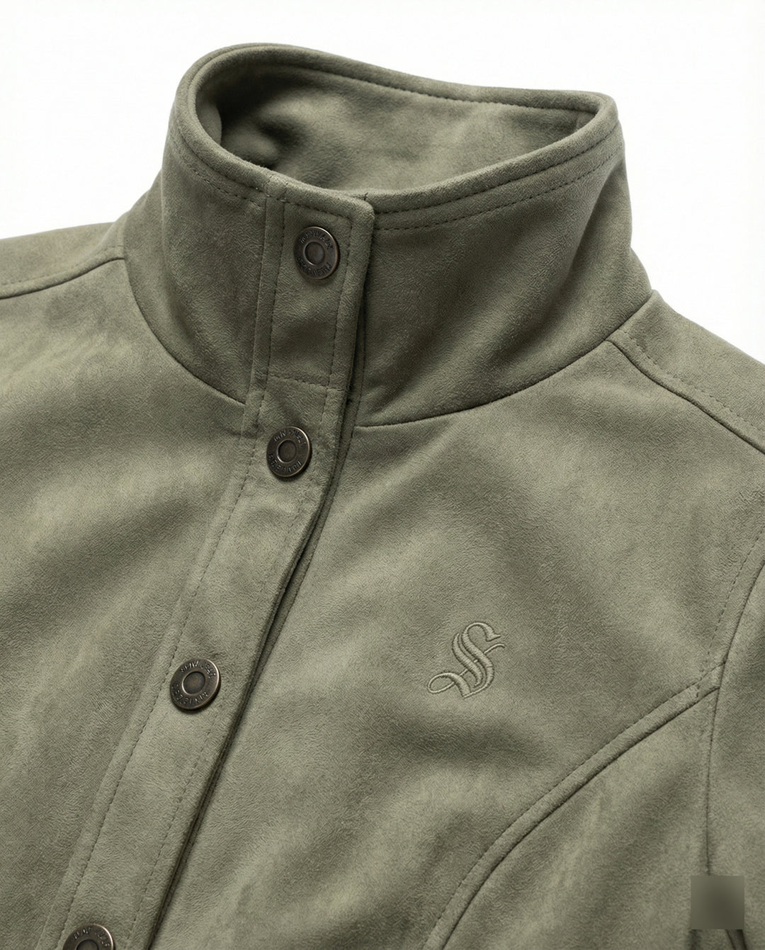 Damen Mode kaufen kurze Wildlederoptik Bomberjacke mit hohem Stehkragen und Rippbündchen R&B