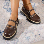 Damen Modische Ballerinas mit Doppelriemen und atmungsaktiver Sohle R&B