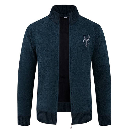 Herren Strickjacke mit hohem Kragen und praktischen Reißverschlusstaschen R&B