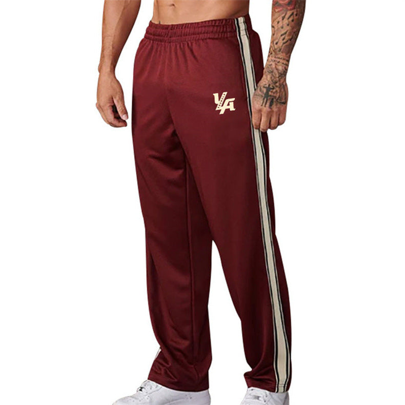 Herren nan gerade geschnittene Trainingshose mit elastischem Komfortbund, seitlichem Doppelstreifen und Oberschenkel-Logoprint R&B