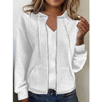 Damen bequeme Waffelmuster-Jacke mit praktischen Taschen R&B