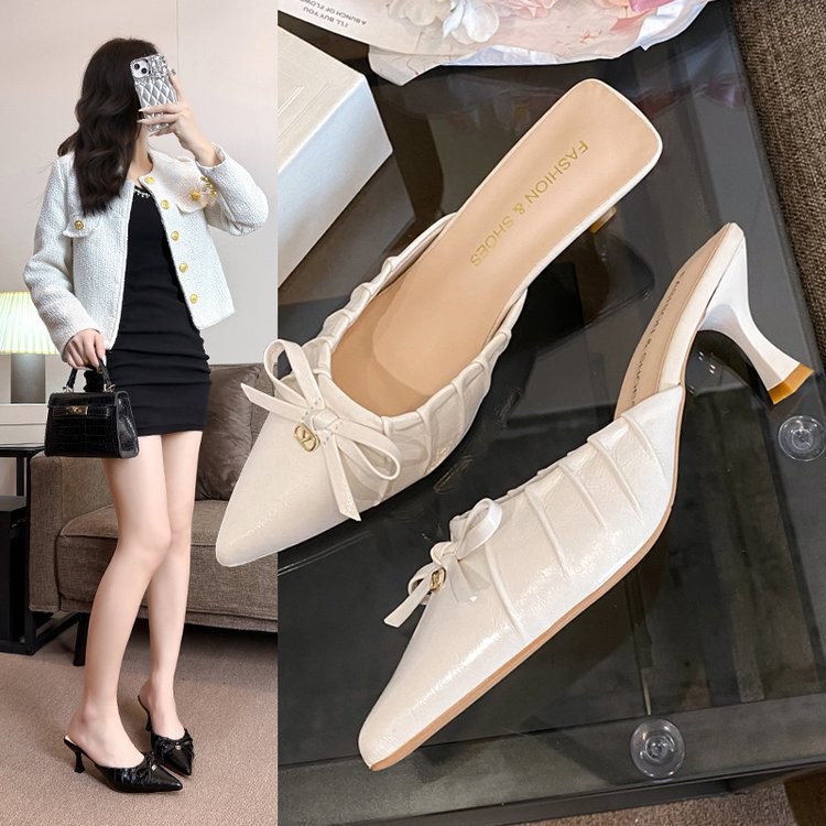 Damen elegante Slingback-Pumps mit dekorativem Rüschendesign