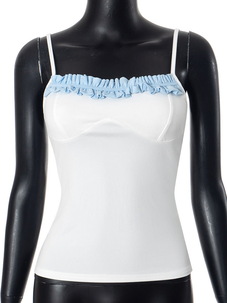 Damen Top mit raffiniertem Rüschensaum und verstellbaren Trägern R&B