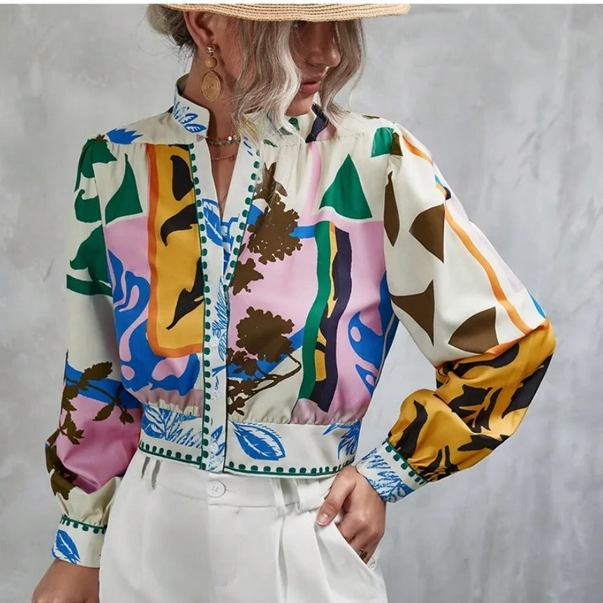 Damen Modische Kurzjacke mit detailiertem Floral-Print R&B