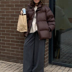 Damen Steppjacke im oversized Schnitt mit hohem Kragen und Taschen R&B