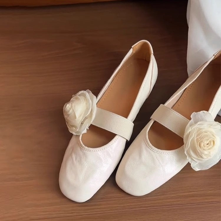 Damen Ballerina-Schuhe mit floralem Applikationsdesign und verstellbarem Riemen R&B
