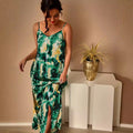 Damen Elegant langes Kleid mit Spaghettiträgern R&B