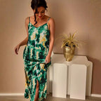 Damen Elegant langes Kleid mit Spaghettiträgern R&B