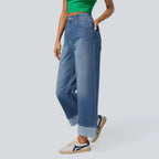 Damen Weit geschnittene Jeanshose mit hoch taillierter Passform R&B