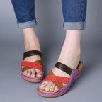 Damen Wedge-Sandaletten mit perforierten Riemen R&B