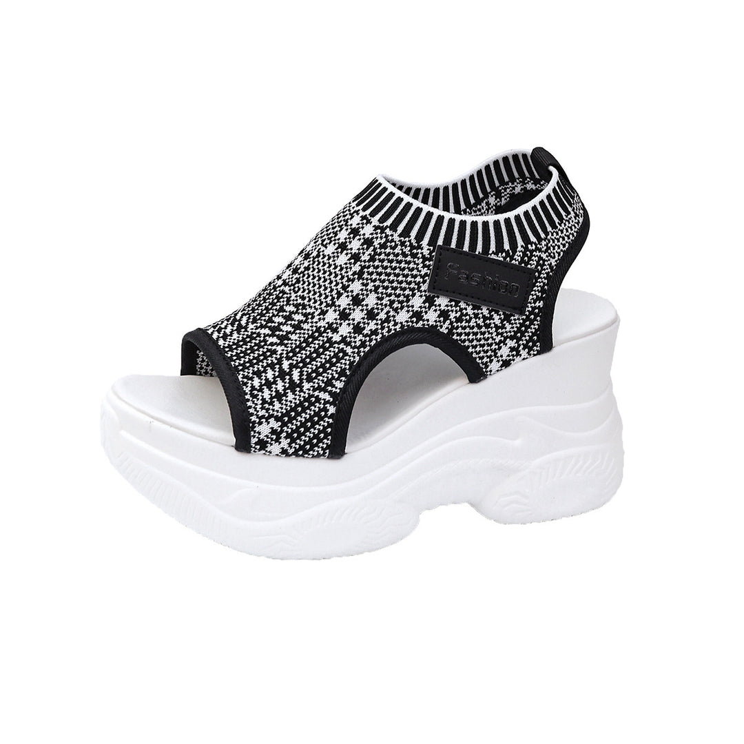Damen Plateausandalen mit elastischem Oberschuh und modernem Design R&B
