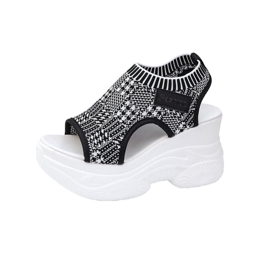 Damen Plateausandalen mit elastischem Oberschuh und modernem Design R&B