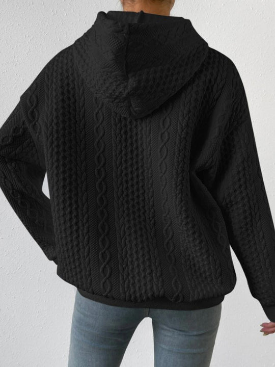 Damen Kapuzenpullover mit Kordelzug und strukturiertem Muster R&B