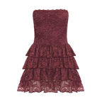 Damen Elegantes Spitzenkleid mit Volantröcken R&B