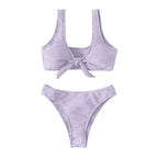 Damen Bikini-Set mit Knotenverschluss und hoch geschnittenem Höschen R&B