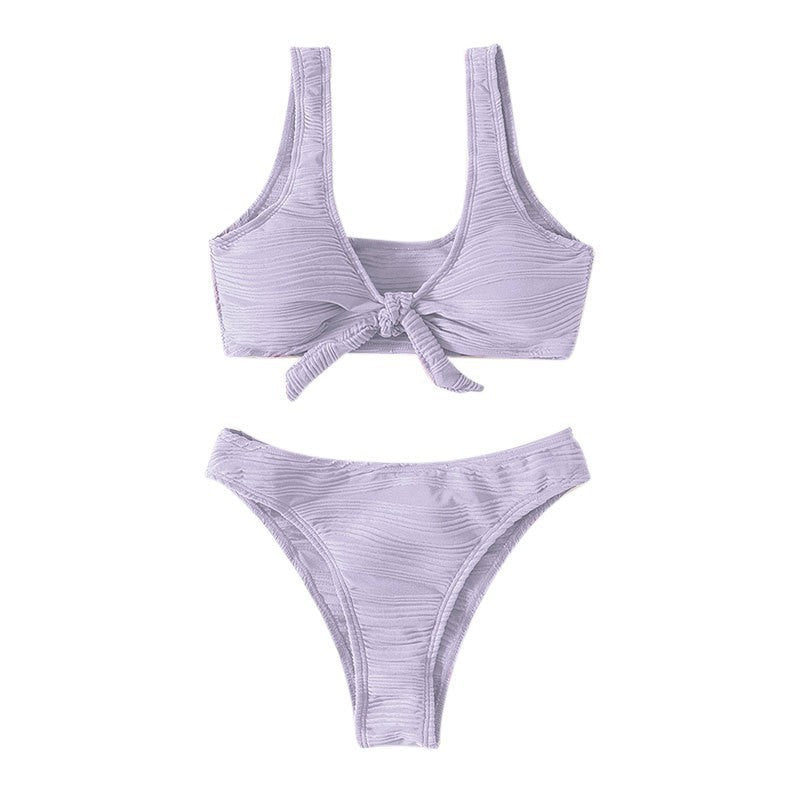 Damen Bikini-Set mit Knotenverschluss und hoch geschnittenem Höschen R&B