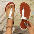 Damen Zehentrenner-Sandalen mit funkelndem Metallic-Design und bequemer Fußbettung R&B