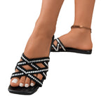 Damen Elegante Sandalen mit glitzernden Steinen R&B