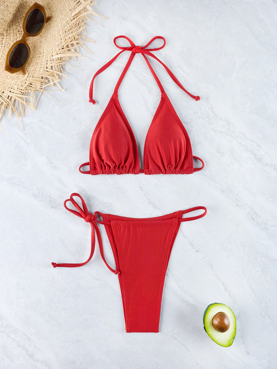 Damen Triangel-Bikini-Set mit verstellbarem Rückenverschluss R&B