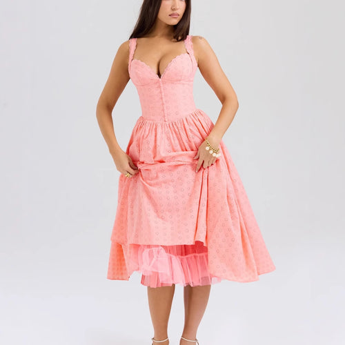 Damen A-linien Kleid mit Schößchen und Spitzenapplikationen R&B
