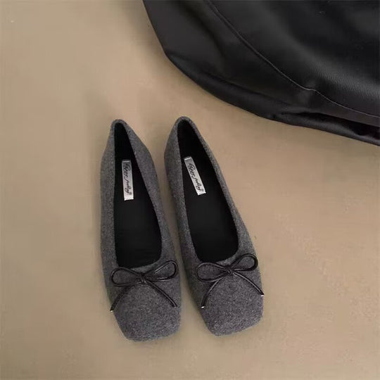Damen filigrane Ballerinas aus weichem Filz mit dekorativem Schleifenakzent R&B