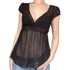 Damen Verspieltes Polka-Dots Blusenshirt mit Rüschendetails R&B