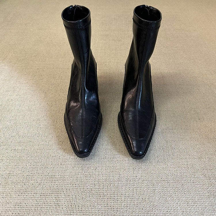 Damen Stiefeletten mit spitz zulaufendem Design und elegantem Blockabsatz