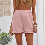 Damen Shorts mit Rüschendetails und Elastischem Bund R&B