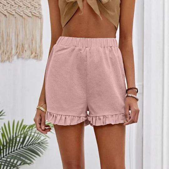 Damen Shorts mit Rüschendetails und Elastischem Bund R&B