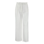 Damen Weit geschnittene Leinenhose mit elastischem Bund und hohem Taillenbund R&B