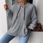 Damen halsferne Kapuzenpullover mit strukturiertem Design R&B