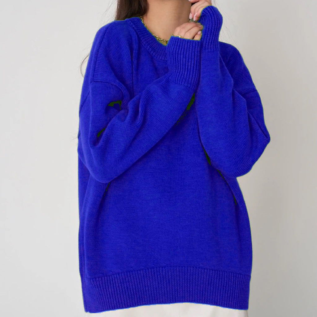 Damen Oversized Pullover mit feinem Strickmuster und breiten Bündchen R&B