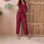 Damen Eleganter Jumpsuit mit modernen Raffungen und lässigem Schnitt R&B