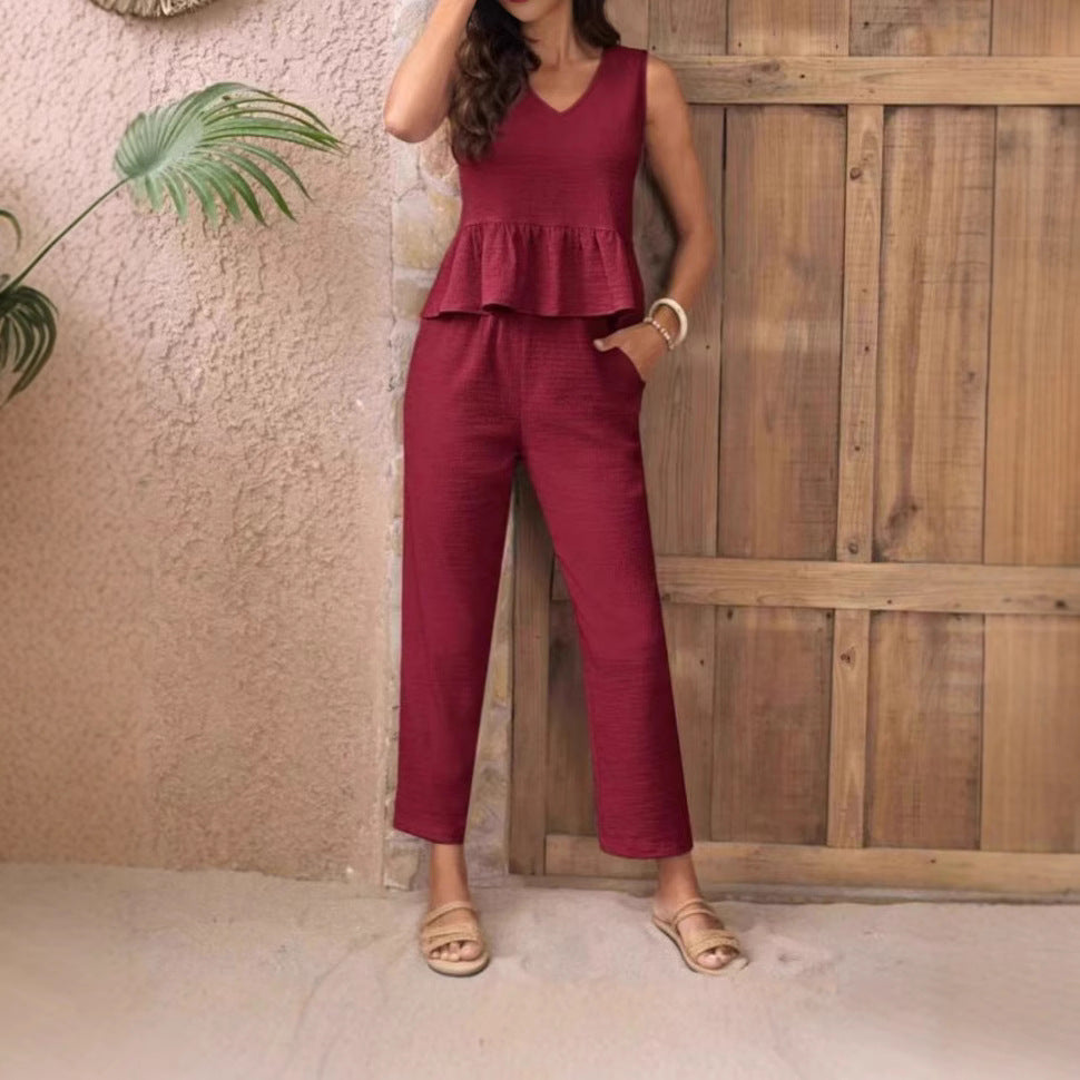 Damen Eleganter Jumpsuit mit modernen Raffungen und lässigem Schnitt R&B