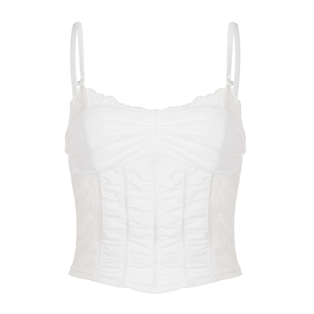 Damen Spitzen-Corsage-Oberteil mit eleganter Schnürung und figurformendem Design R&B