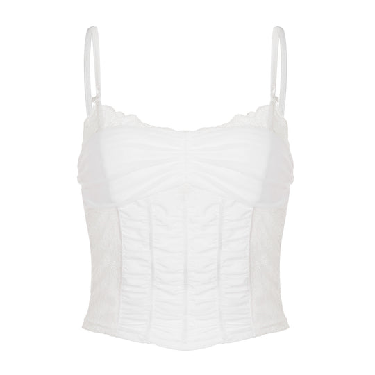Damen Spitzen-Corsage-Oberteil mit eleganter Schnürung und figurformendem Design R&B