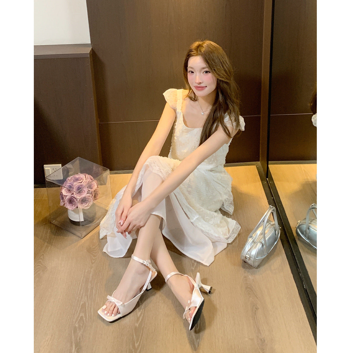 Damen elegante Slingback-Sandalen mit modischem Schleifenakzent