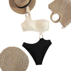 Damen Einseitiger Bikini mit modischem Ringdetail R&B