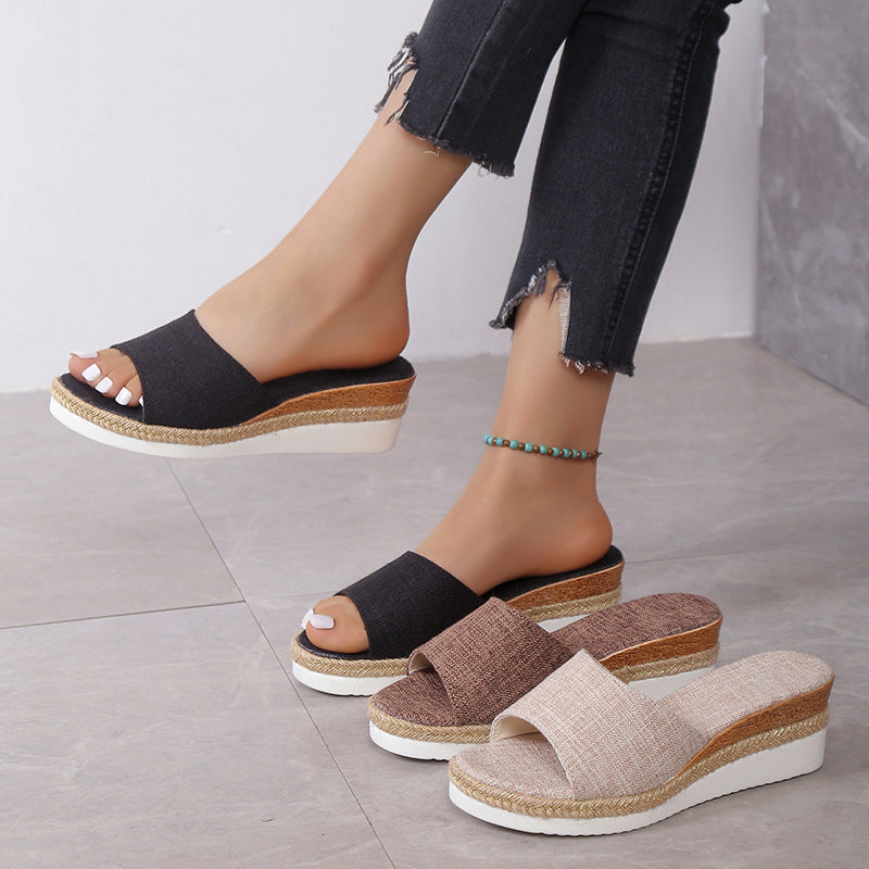 Damen Wedgesandalen mit eleganter Jute-Details