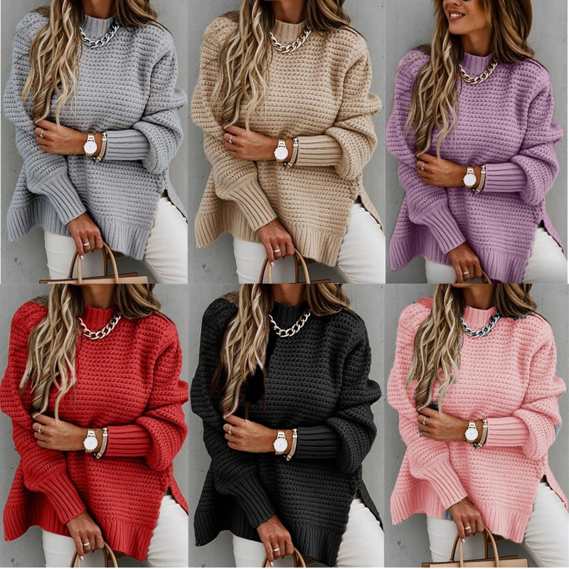 Damen kuscheliger Strickpullover mit strukturiertem Muster und weitem Schnitt